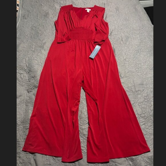 London Times Pants - NWT London Times Vibrant Red Jumpsuit • Size 10 • Statement One-Piece